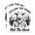 (2 Pack) Sheep Quote Magnets - Follow The Word - Not The Herd Religious Decor Magnets - 5" On Longest Side - Premium Magnet - for Cars, Refrigerators, Toolboxes, Lockers - Made in USA - MAG16321