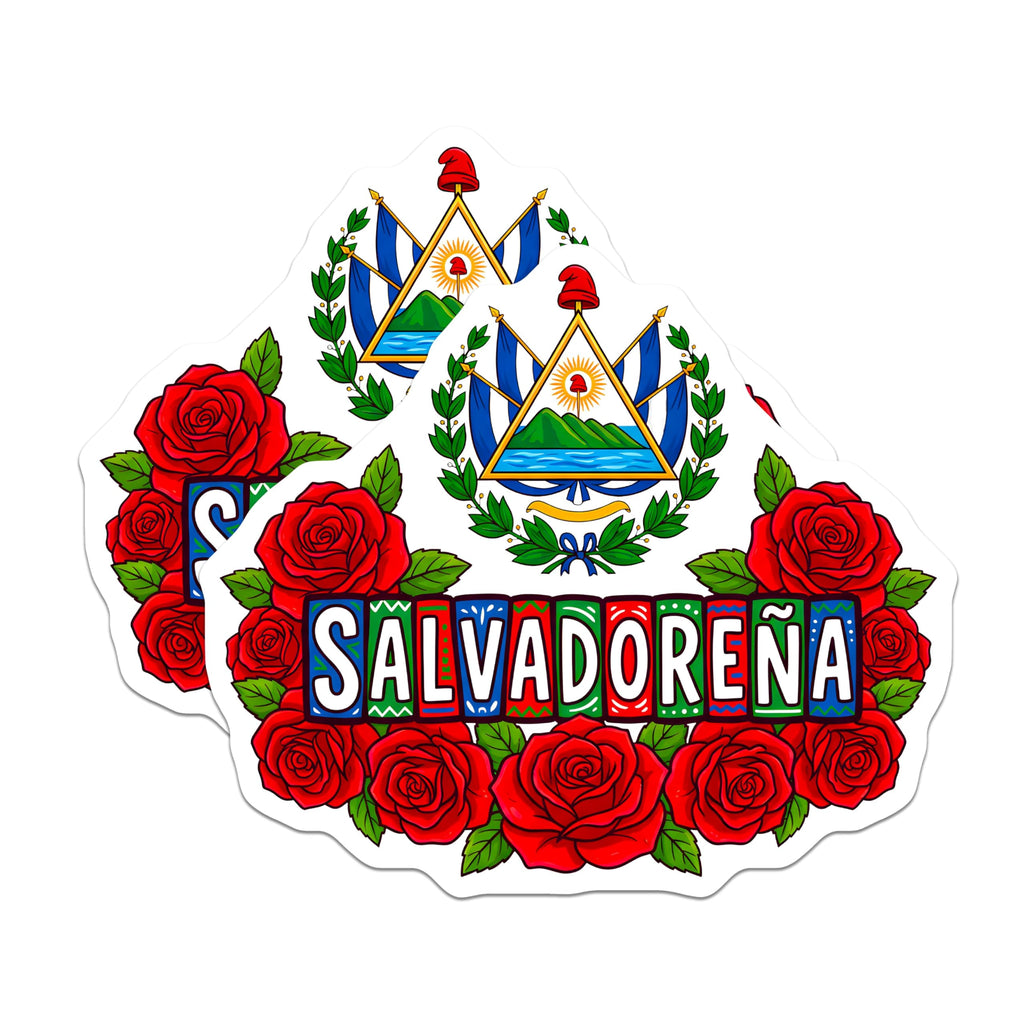 (2 Pack) Salvadoreña El Salvador National Magnets - Central American Heritage Emblem - Patriotic Roses Latina Culture - 5 Inches On Longest Side - Thick Durable Magnet - Made in USA - MAG23680