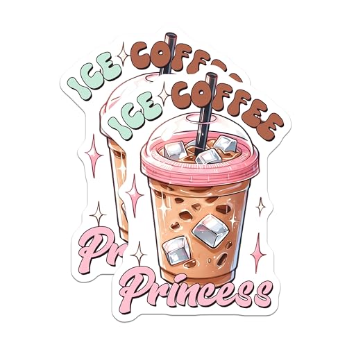 (2 Pack) Ice Coffee Princess Magnets - Cute Coffee Lover Decor - Fun Kitchen Decor - 5" On Longest Side - for Cars, Fridges, Toolboxes - Made in USA - MAG7538