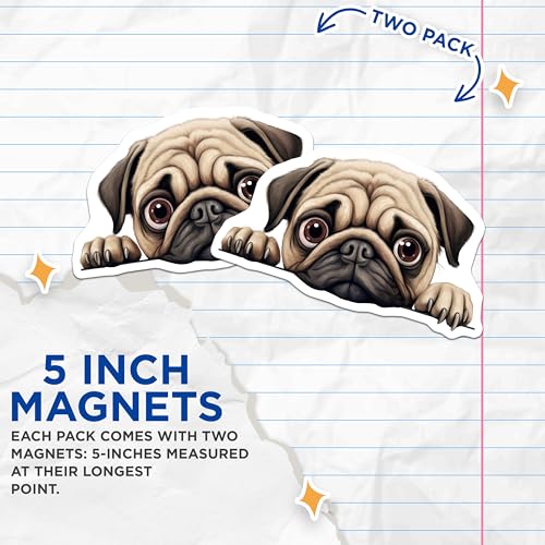 (2 Pack) Adorable Pet Refrigerator Decor Magnet - 5" On Longest Side - Sticks to Smooth Flat Surfaces - Made in USA - MAG10257