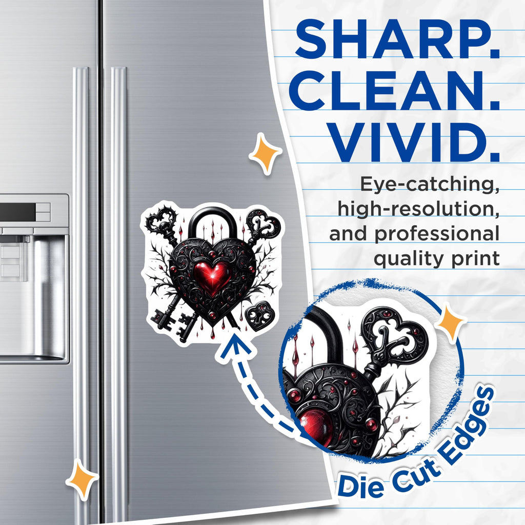 (2 Pack) Heart Lock Magnets - Gothic Decor - Spooky Home Magnets - 5" On Longest Side - Premium Magnet - for Cars, Refrigerators, Toolboxes, Lockers - Made in USA - MAG15700