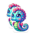 (2 Pack) Cute Kawaii Seahorse Magnets - Big Eyes Ocean Creature - Vibrant Fantasy Marine Life Locker Decor - 5 Inches On Longest Side - Thick Durable Magnet - Made in USA - MAG37858
