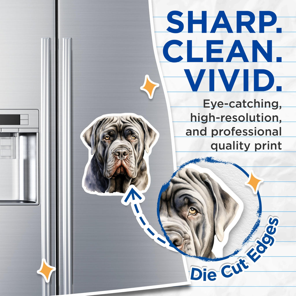 (2 Pack) Neapolitan Mastiff Magnets - Watercolor Dog Breed Art - Loyal Large Dog Lover Fridge Decor - 5 Inches On Longest Side - Thick Durable Magnet - Made in USA - MAG26748
