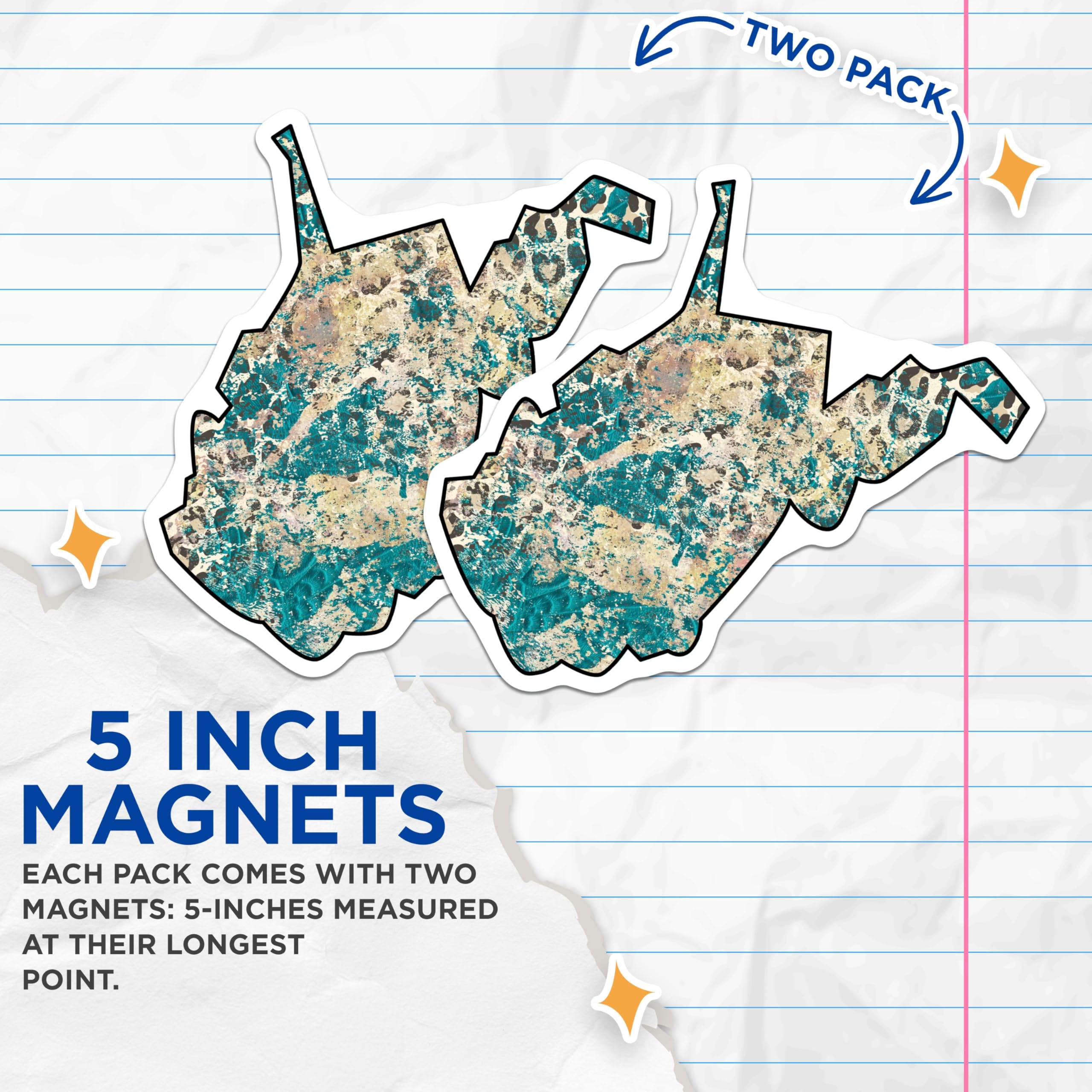 (2 Pack) West Virginia Magnets - State Pride Decor - WV Souvenir Fridge Magnets - 5" On Longest Side - Premium Magnet - for Cars, Refrigerators, Toolboxes, Lockers - Made in USA - MAG17504