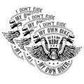 (3 Pack) Biker Wife Decals - Motorcycle Decals - Ride My Own Biker - Laptop Decal - 3 Inches On Longest Side - Easy Peel & Apply - Made in USA - 3MCS4520