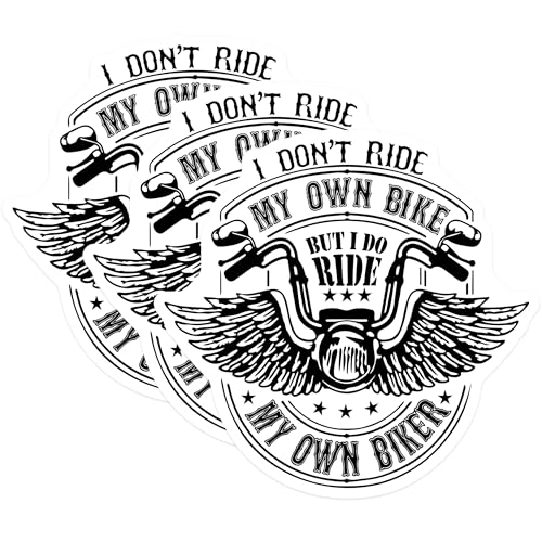 (3 Pack) Biker Wife Decals - Motorcycle Decals - Ride My Own Biker - Laptop Decal - 3 Inches On Longest Side - Easy Peel & Apply - Made in USA - 3MCS4520