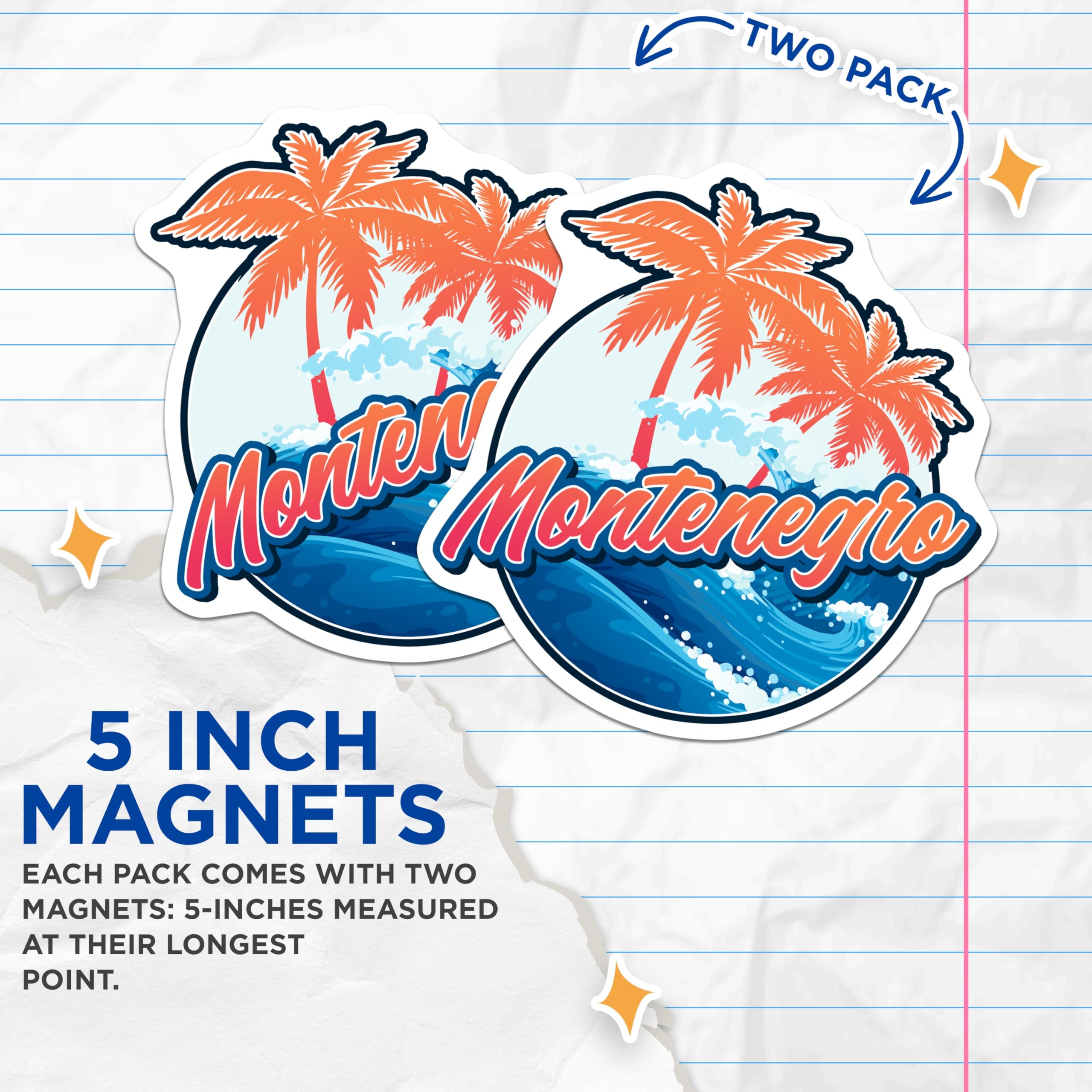 (2 Pack) Montenegro Magnets - Travel Destination Souvenir - Montenegro Vacation Decor - 5" On Longest Side - Premium Magnet - for Cars, Refrigerators, Toolboxes, Lockers - Made in USA - MAG17809