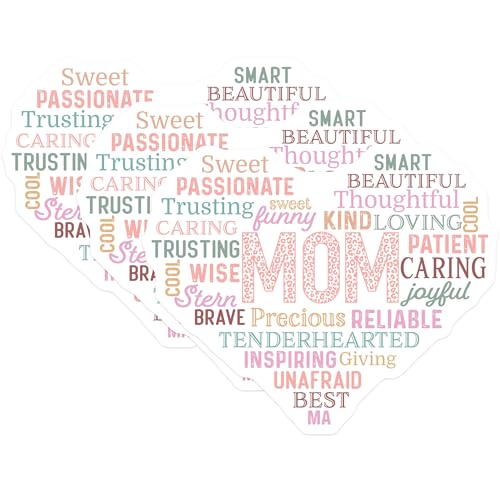 (3 Pack) Mom Word Art Decals - Mother's Day - Laptop Decal- 3 Inches On Longest Side - Easy Peel & Apply - Made in USA - 3MCS5966