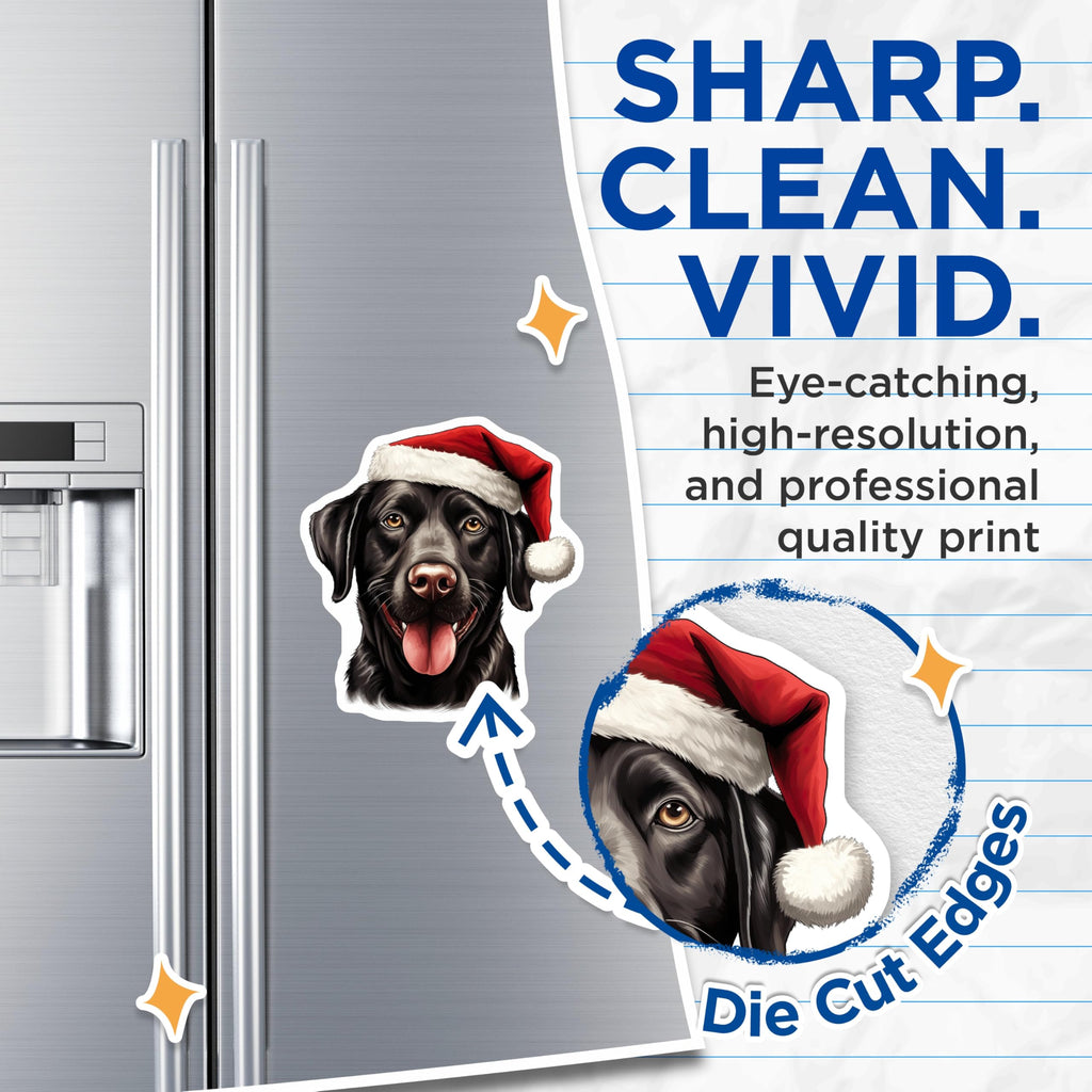 (2 Pack) Black Labrador Christmas Magnets - Santa Hat Dog Decor - Festive Pet Fridge Accessories - 5 Inches On Longest Side - Thick Durable Magnet - Made in USA - MAG29877