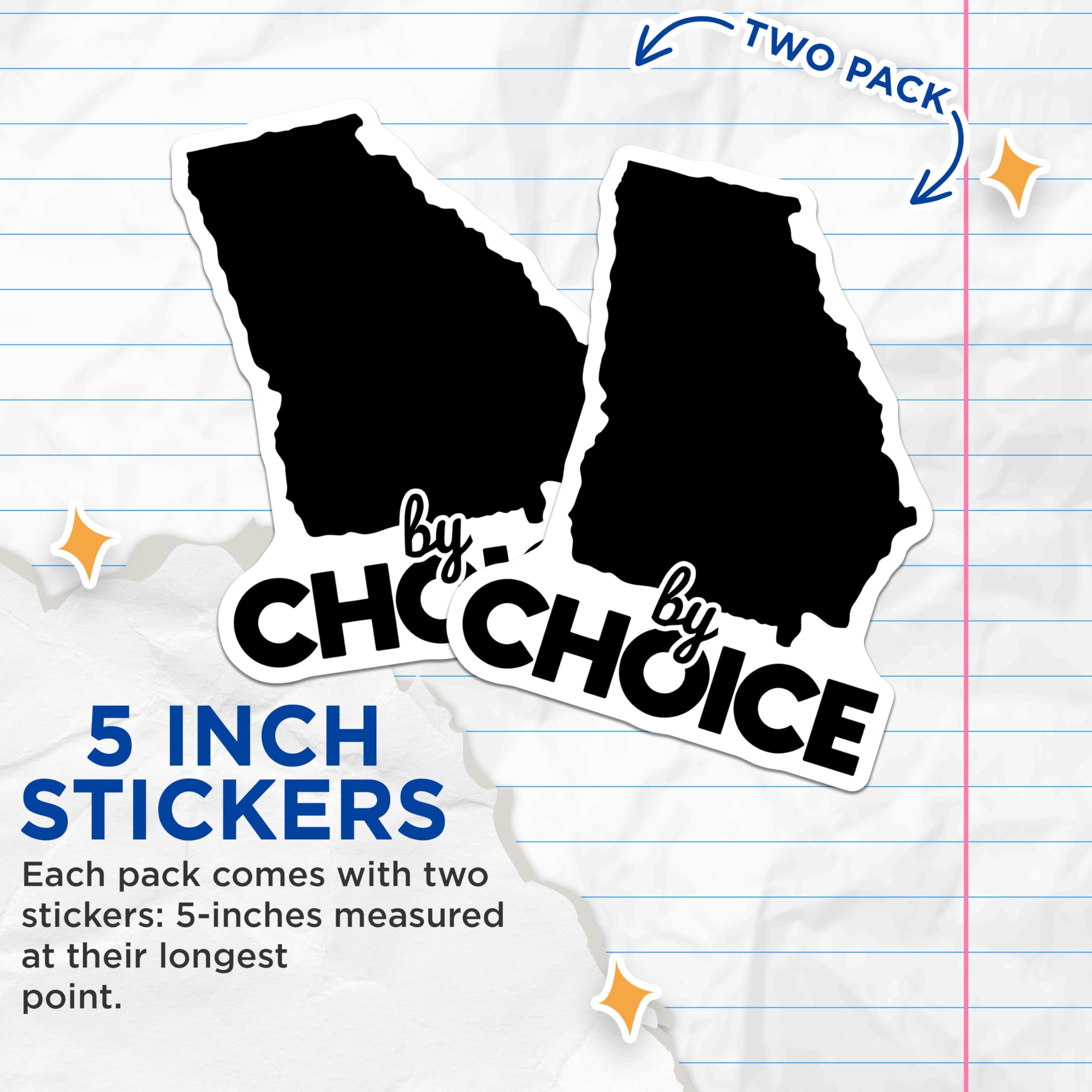 (2 Pack) Georgia State Stickers - by Choice Design - Laptop and Water Bottle - 5" On Longest Side - Sticks to Smooth Flat Surfaces - Made in USA - BMCS17738