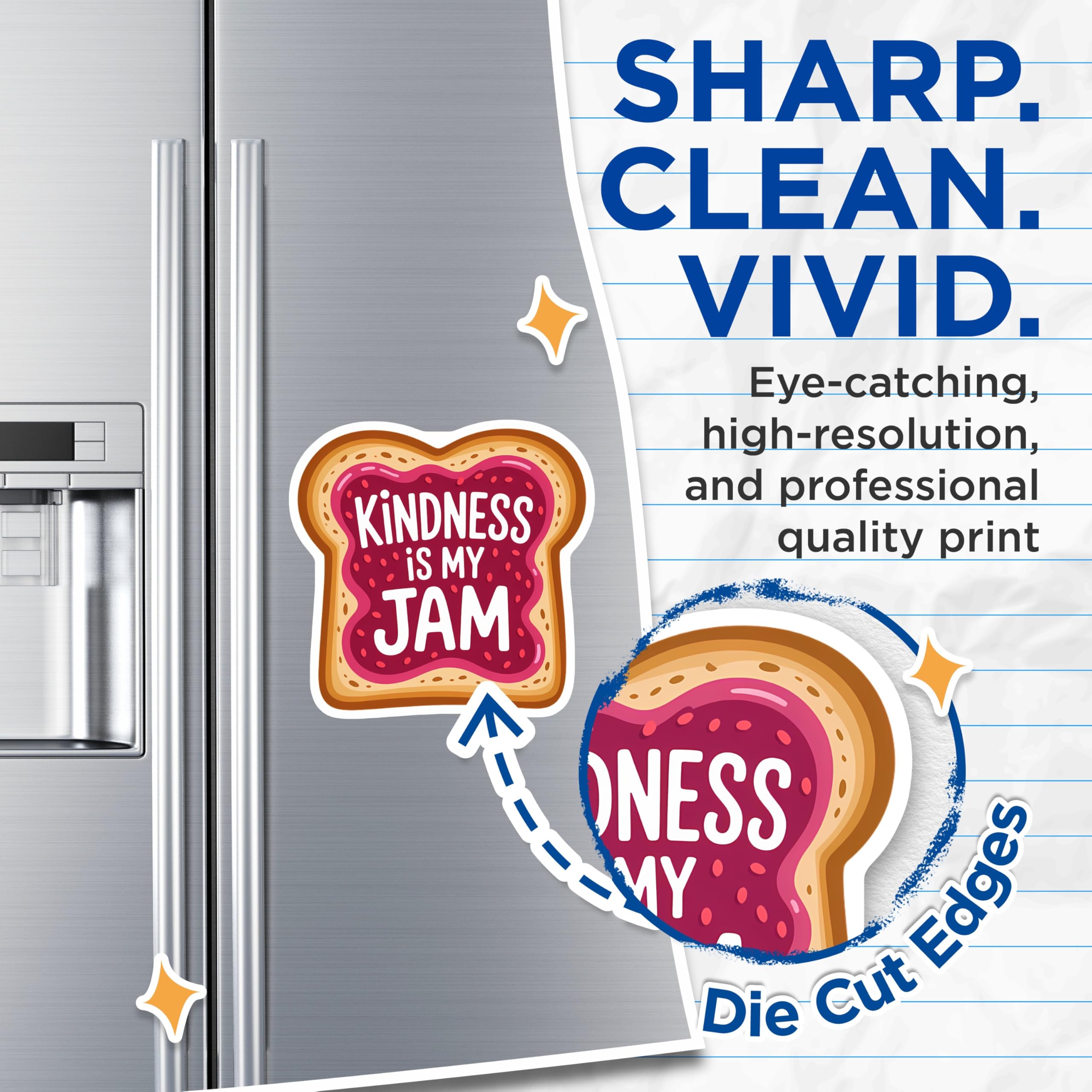 (2 Pack) Kindness is My Jam Magnets - Inspirational Sweet Bread Decor - Positive Kitchen Reminder Magnets - 5 Inches On Longest Side - Thick Durable Magnet - Made in USA - MAG22191