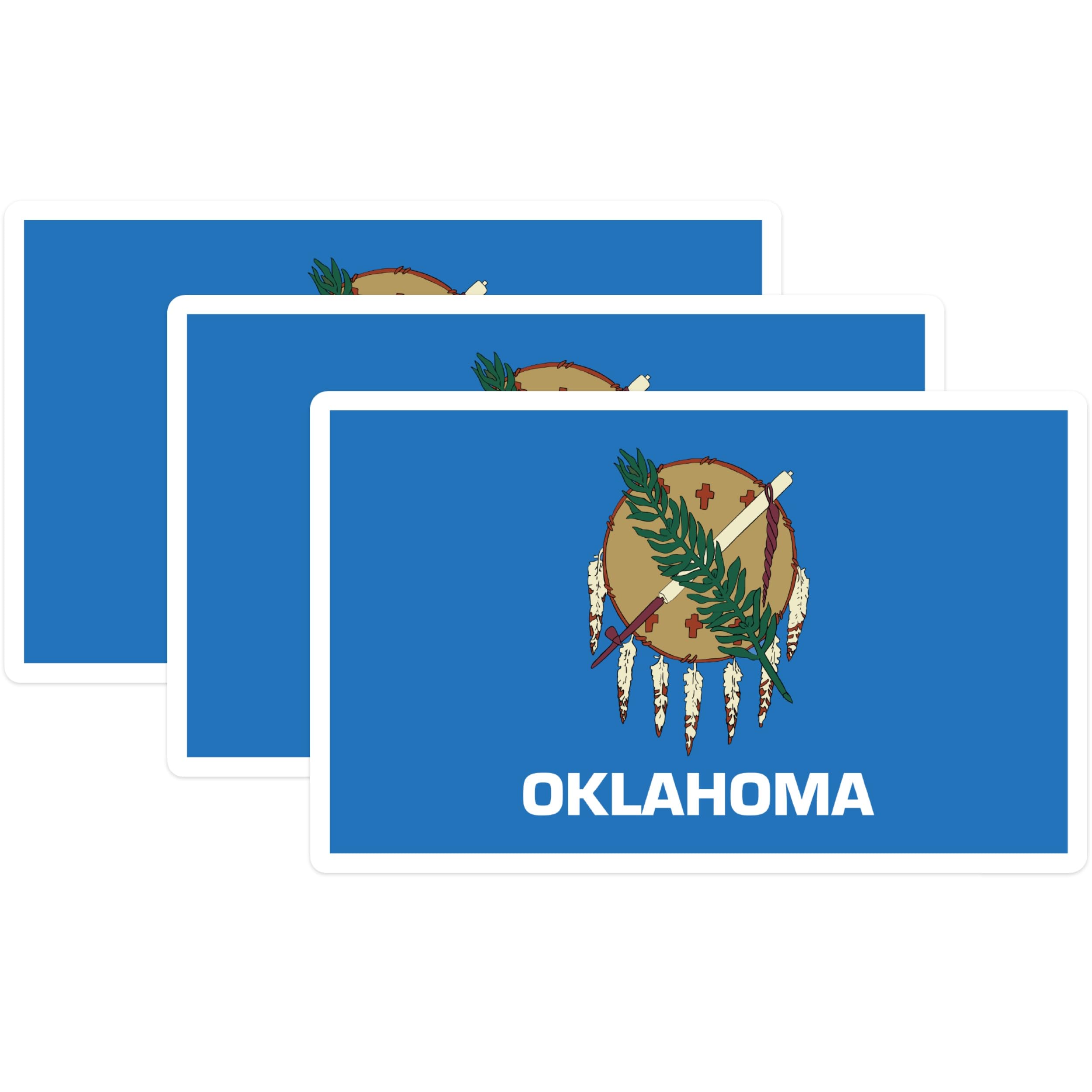 (3 Pack) Oklahoma Flag Decals - State Pride - Oklahoma Souvenir - 3 Inches On Longest Side - Easy Peel & Apply - Made in USA - 3MCS0208
