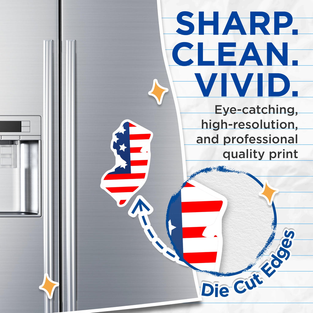 (2 Pack) New Jersey Flag Magnets - Patriotic State Pride - USA Map Outline Decor - 5 Inches On Longest Side - Thick Durable Magnet - Made in USA - MAG21512