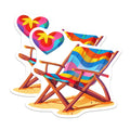 (2 Pack) Beach Chair Magnets - Colorful Summer Art - Tropical Vacation Decor - 5 Inches On Longest Side - Thick Durable Magnet - Made in USA - MAG24115