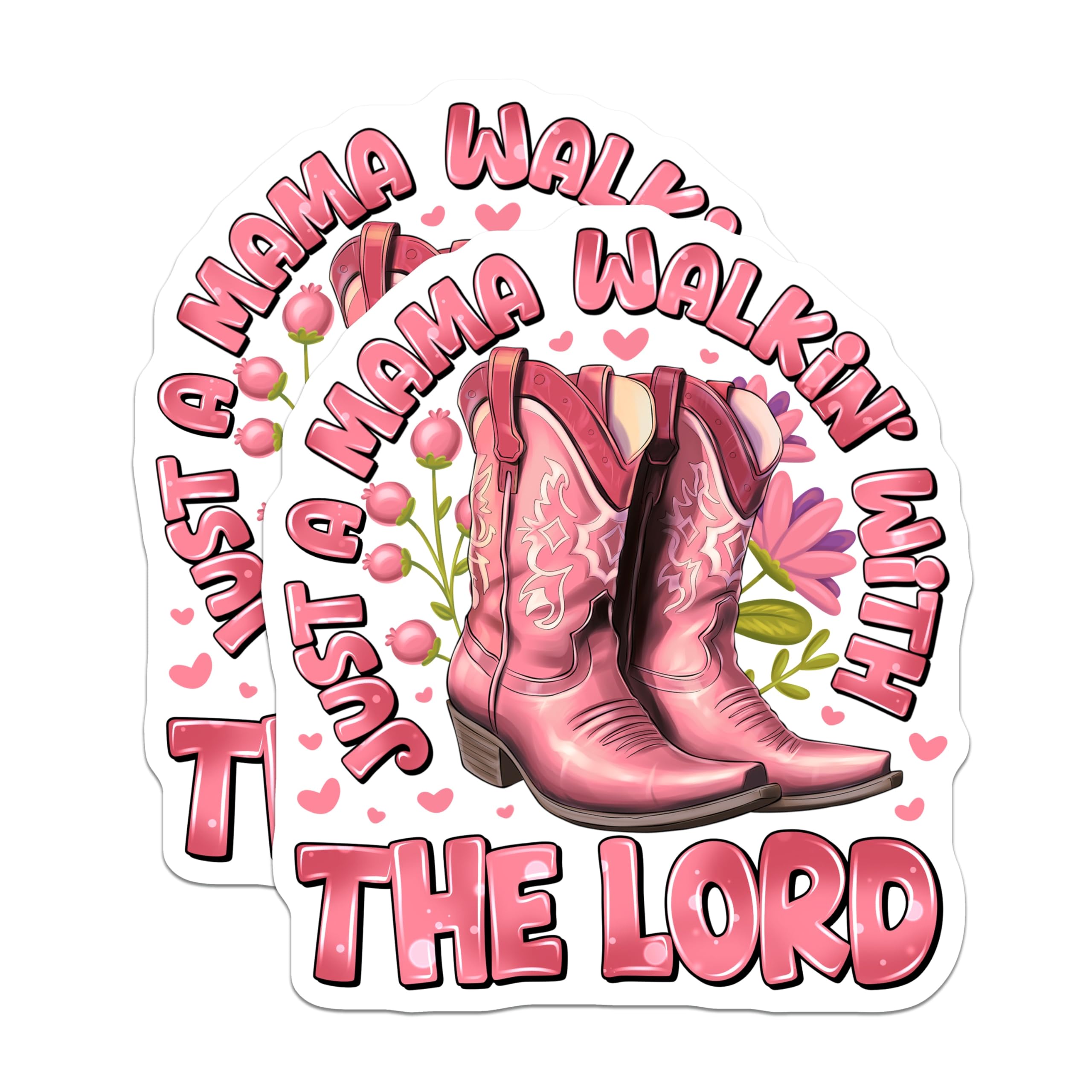 (2 Pack) Mama Walkin with The Lord Magnets - Christian Mom Decor - Southern Faith Refrigerator Accent - 5 Inches On Longest Side - Thick Durable Magnet - Made in USA - MAG26097