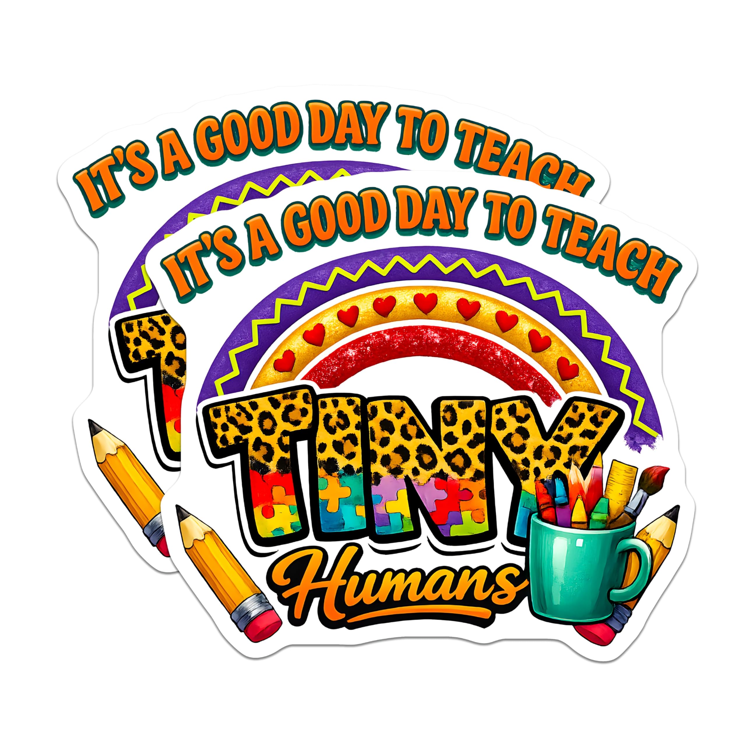 (2 Pack) Teacher Appreciation Magnets - It's A Good Day to Teach Tiny Humans - Classroom Decor Educator Art - 5 Inches On Longest Side - Thick Durable Magnet - Made in USA - MAG25404
