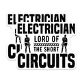 (2 Pack) Electrician Lord of The Short Circuits Stickers - Funny Electrician Quote - Engineering Humor Stickers - 5" On Longest Side - Sticks to Smooth Flat Surfaces - Made in USA - BMCS5726