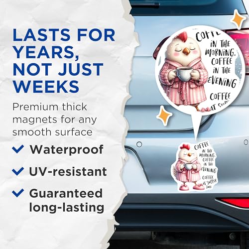 (2 Pack) Coffee Lover Magnets - Funny Fridge Magnets - Kitchen - 5" On Longest Side - for Cars, Fridges, Toolboxes - Made in USA - MAG4512