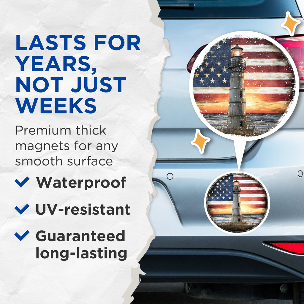 (2 Pack) American Flag Magnet - 5" On Longest Side - Sticks to Smooth Flat Surfaces - Made in USA - MAG9432