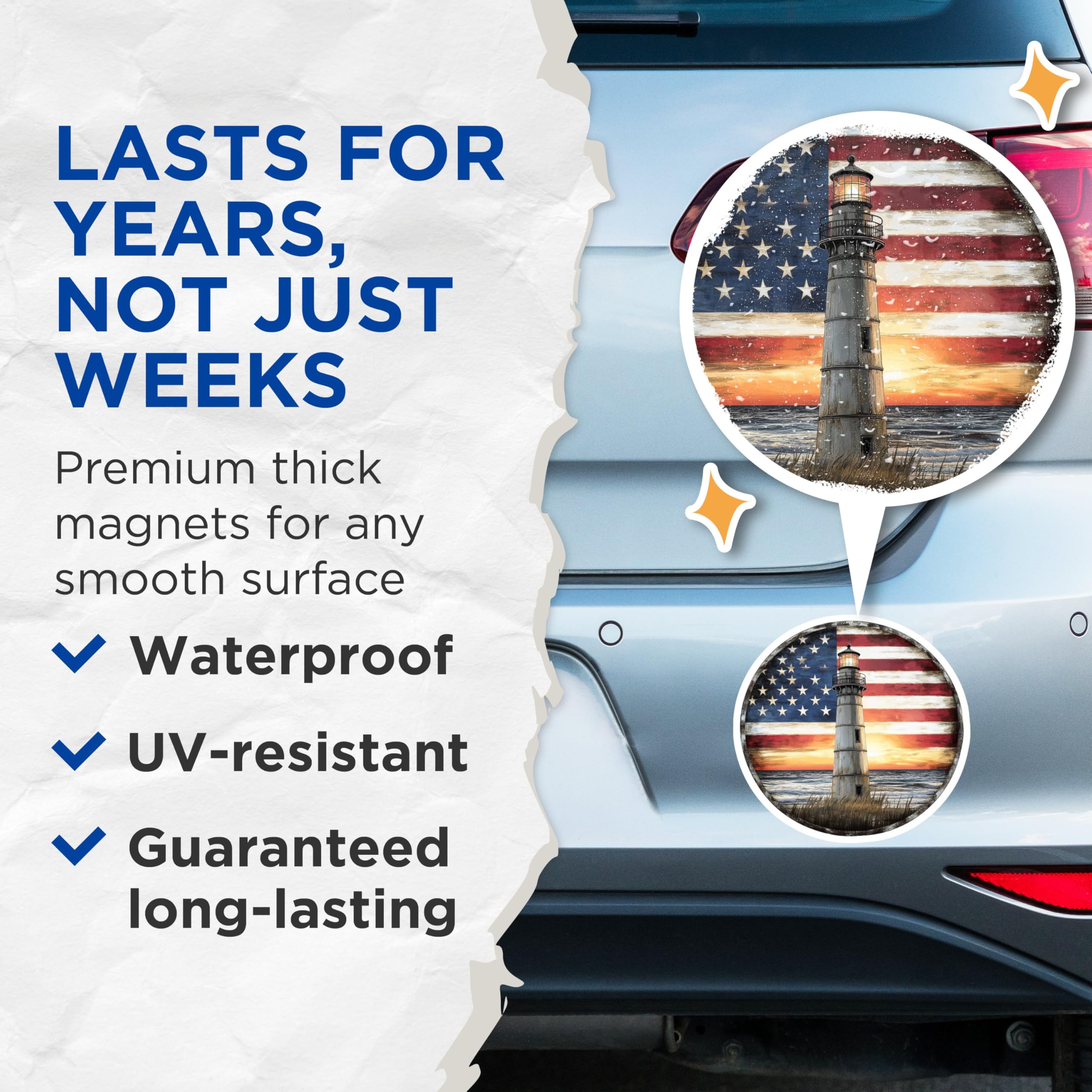 (2 Pack) American Flag Magnet - 5" On Longest Side - Sticks to Smooth Flat Surfaces - Made in USA - MAG9432