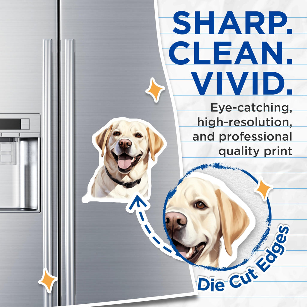 (2 Pack) Yellow Labrador Retriever Magnets - Happy Lab Dog Lover - Refrigerator Locker Decor - Pet Owner Collectible Art - 5 Inches On Longest Side - Thick Durable Magnet - Made in USA - MAG24893