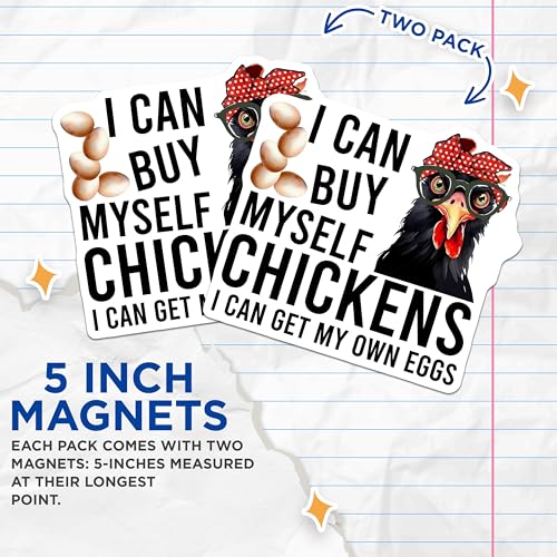 (2 Pack) Funny Chicken Magnets - Hilarious Kitchen Decor - 5" On Longest Side - for Cars, Fridges, Toolboxes - Made in USA - MAG7735