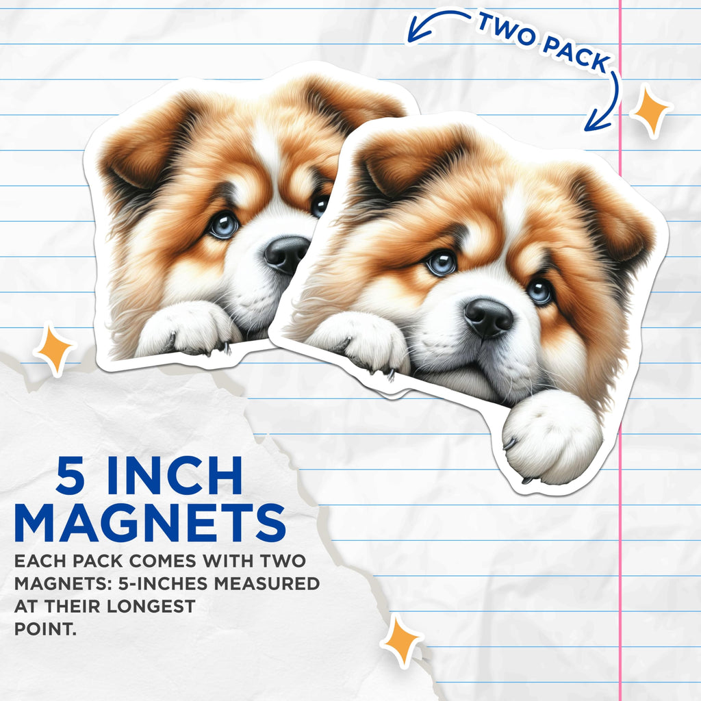 (2 Pack) Cute Dog Magnets - Chow Chow Style Puppy - Refrigerator Magnets - 5" On Longest Side - Premium Magnet - for Cars, Refrigerators, Toolboxes, Lockers - Made in USA - MAG14894
