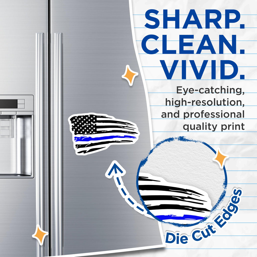 (2 Pack) Thin Blue Line Flag Magnets - Police Officer Law Enforcement Support - Patriotic American Hero Display - 5 Inches On Longest Side - Thick Durable Magnet - Made in USA - MAG21451
