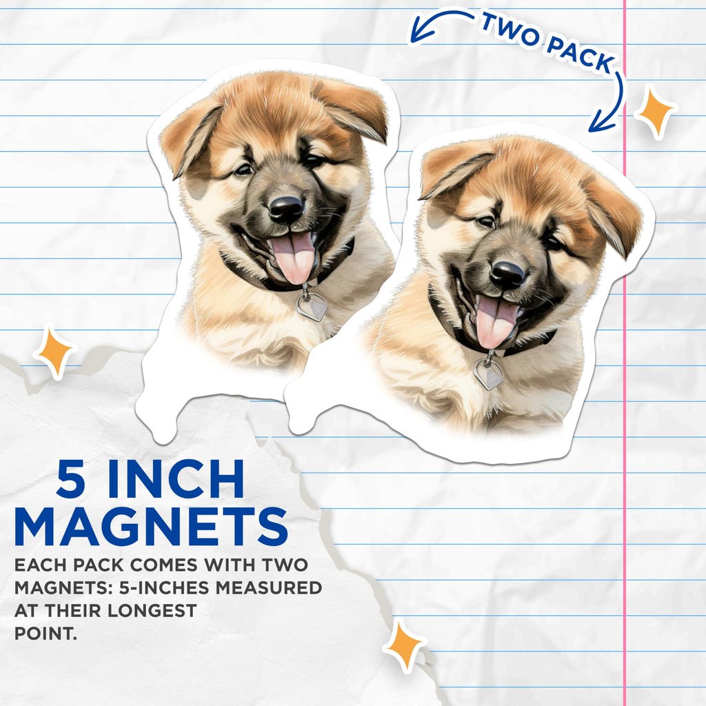 (2 Pack) Cute Puppy Dog Magnets - Adorable Pet Lover Fridge Magnets - Animal Home Decor for Dog Owners - 5 Inches On Longest Side - Thick Durable Magnet - Made in USA - MAG26429
