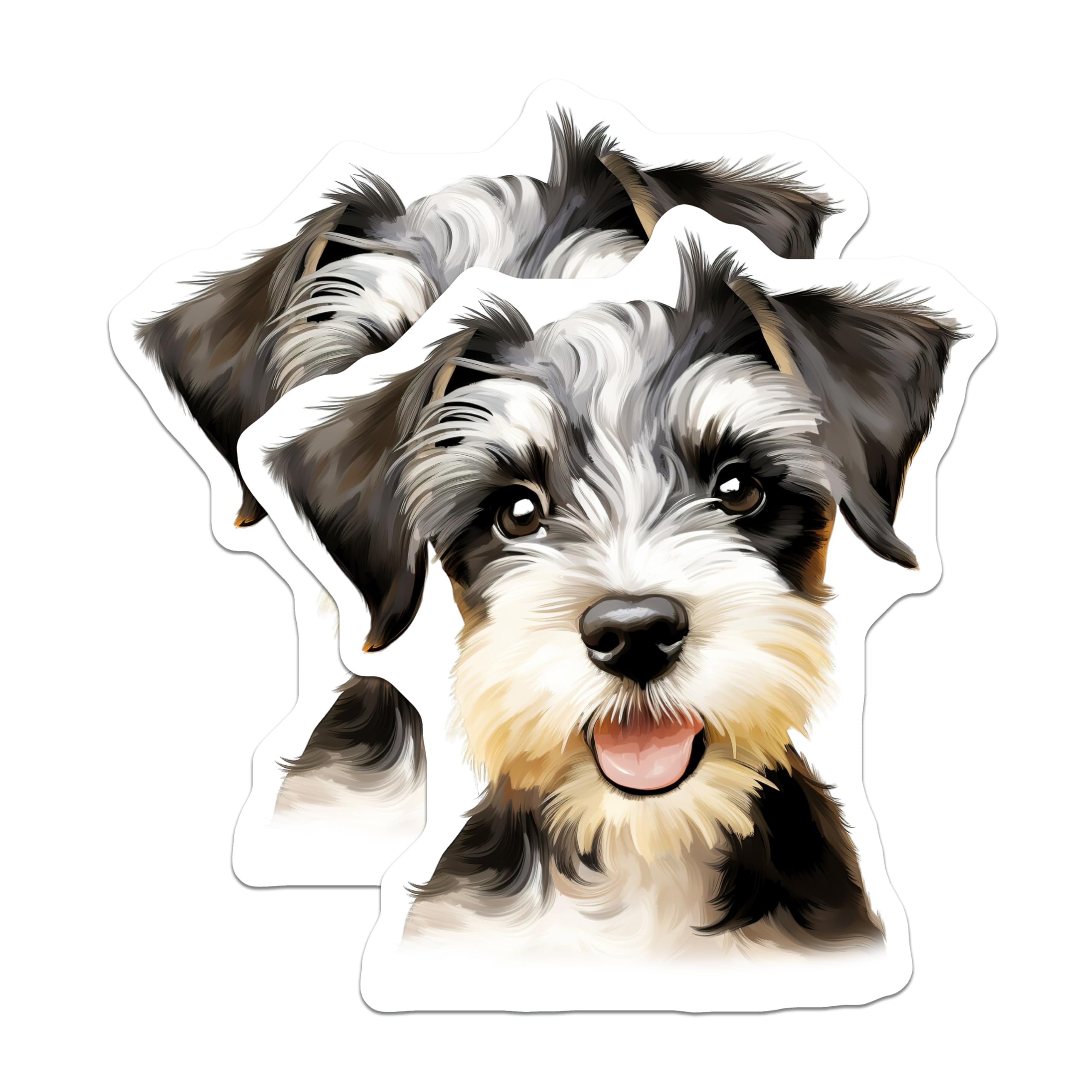 (2 Pack) Cute Schnauzer Puppy Magnets - Dog Lover Decor - Pet Parent Kitchen Accessory - 5 Inches On Longest Side - Thick Durable Magnet - Made in USA - MAG25786