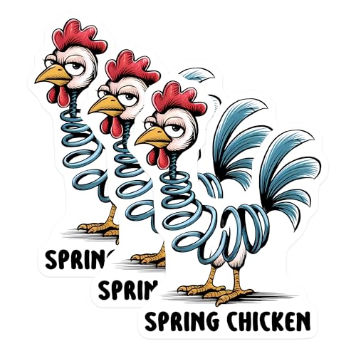 (3 Pack) Spring Chicken Decals - Funny Chicken Art - Novelty Laptop Decals - 3 Inches On Longest Side - Easy Peel & Apply - Made in USA - 3MCS6401