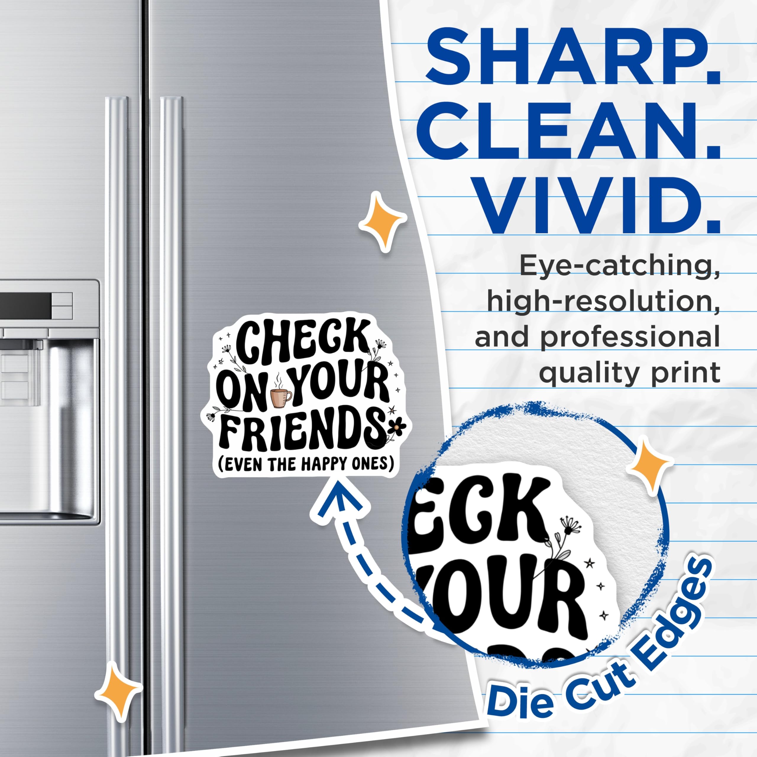 (2 Pack) Check On Your Friends Magnets - Mental Wellness Reminder - Supportive Home Decor - 5 Inches On Longest Side - Thick Durable Magnet - Made in USA - MAG22281