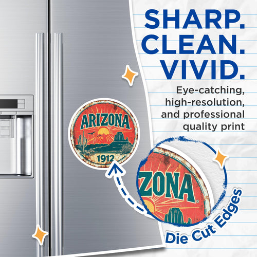 (2 Pack) Arizona Magnets - Vintage Travel Souvenir - Rustic State Pride Home Decor - 5" On Longest Side - Premium Magnet - for Cars, Refrigerators, Toolboxes, Lockers - Made in USA - MAG15643