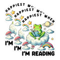 (3 Pack) Reading Frog Decals - Happiest When Reading - Book Lover Stickers - 3 Inches On Longest Side - Easy Peel & Apply - Made in USA - 3MCS6377