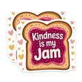(2 Pack) Kindness is My Jam Magnets - Fun Bread Toast Art Design - Motivational Kitchen Refrigerator Locker Decor - 5 Inches On Longest Side - Thick Durable Magnet - Made in USA - MAG20674