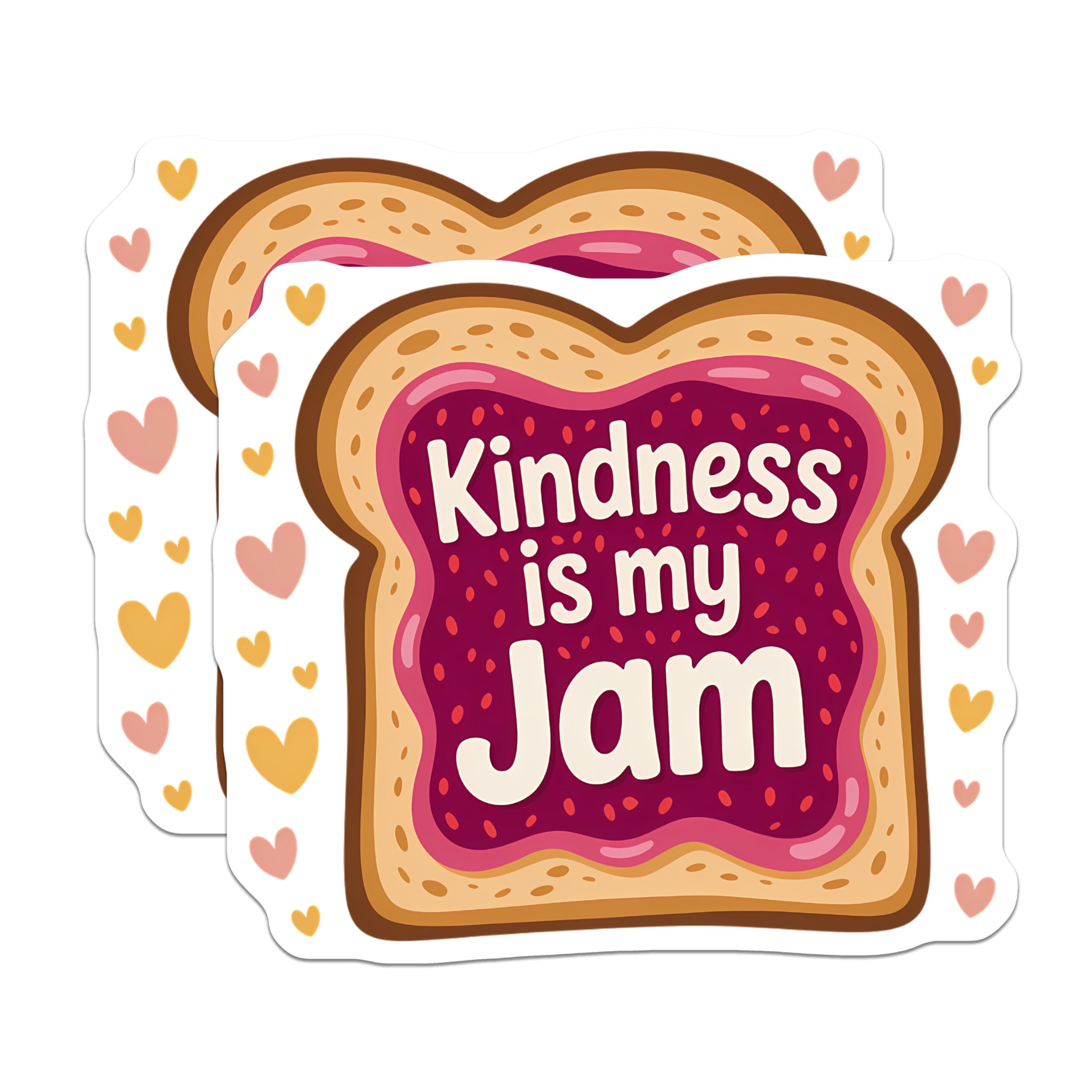(2 Pack) Kindness is My Jam Magnets - Fun Bread Toast Art Design - Motivational Kitchen Refrigerator Locker Decor - 5 Inches On Longest Side - Thick Durable Magnet - Made in USA - MAG20674