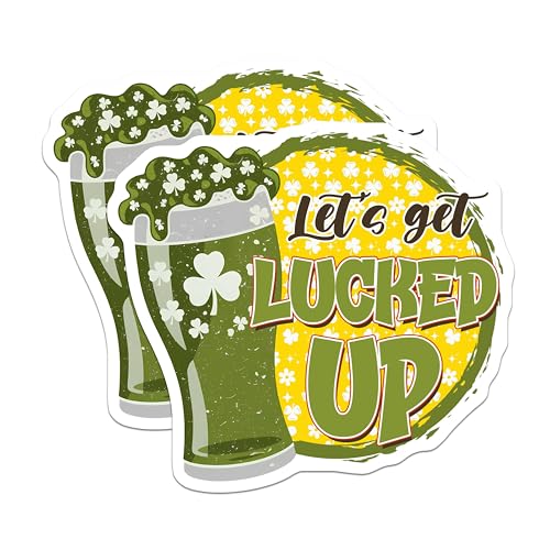 (2 Pack) St. Patrick's Day Magnets Magnets - Let's Get Lucked Up - 5" On Longest Side - Made in USA - Sticks to Refrigerators & Metal Surfaces - MAG8397