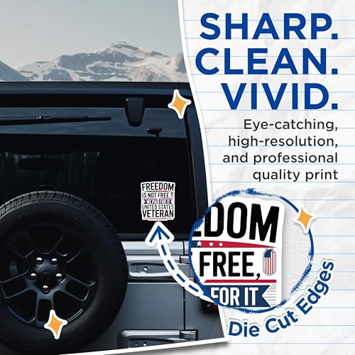 (2 Pack) Freedom is Not Free Stickers - We Paid for It Stickers - United States Veteran Stickers - 5" On Longest Side - Sticks to Smooth Flat Surfaces - Made in USA - BMCS5779