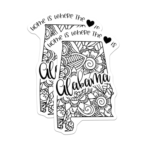 (2 Pack) Home is Where The Heart is Alabama Magnets Magnets - State Clipart - Floral Artwork - 5" On Longest Side - Made in USA - Sticks to Refrigerators & Metal Surfaces - MAG9066