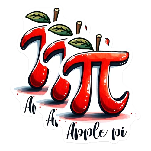 (3 Pack) Apple Pi Decals - Math Humor Sticker - Funny Math Pun - 3 Inches On Longest Side - Easy Peel & Apply - Made in USA - 3MCS6920
