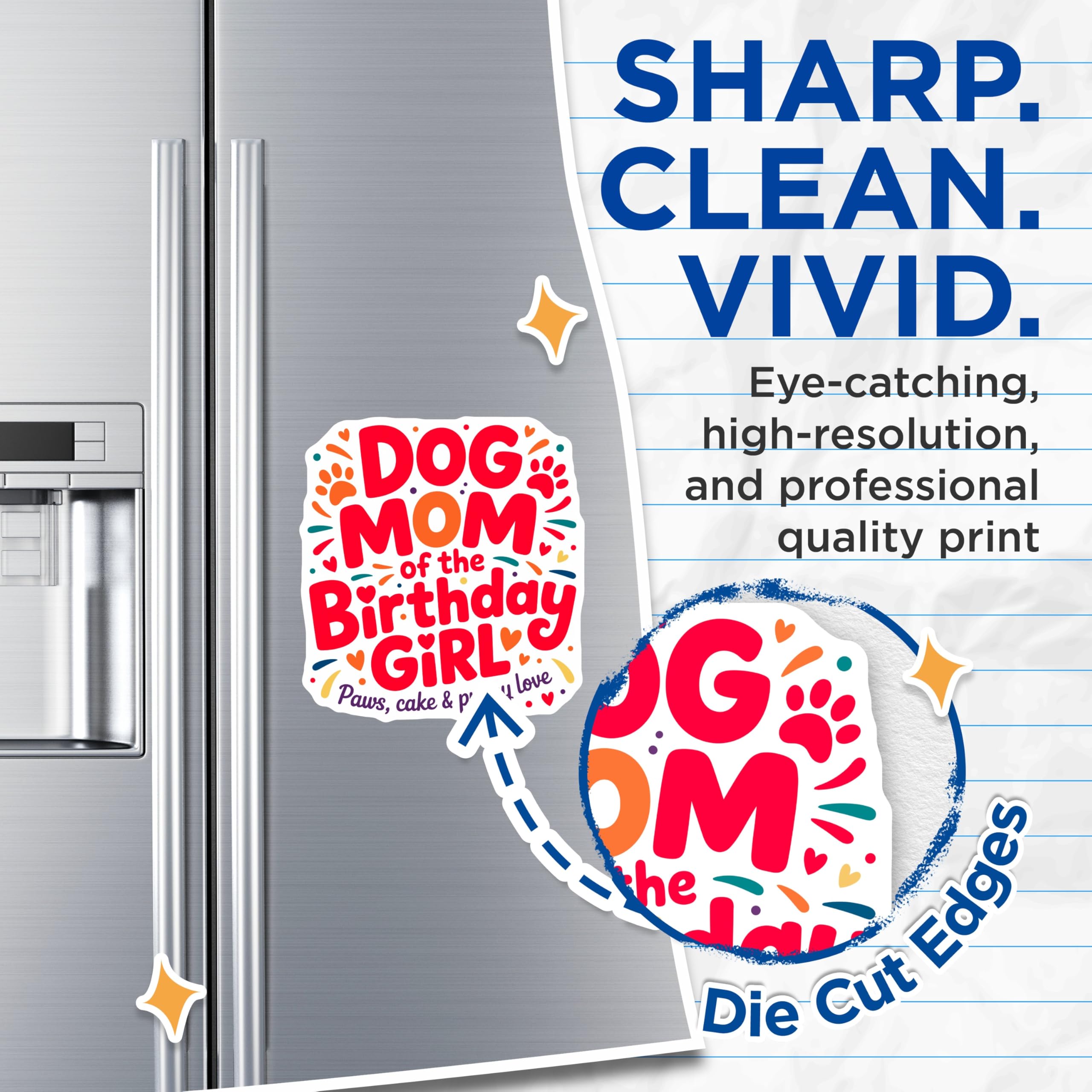 (2 Pack) Dog Mom Magnets - Birthday Girl Owner Celebration - Puppy Love Pet Parent Adornment - 5 Inches On Longest Side - Thick Durable Magnet - Made in USA - MAG23290