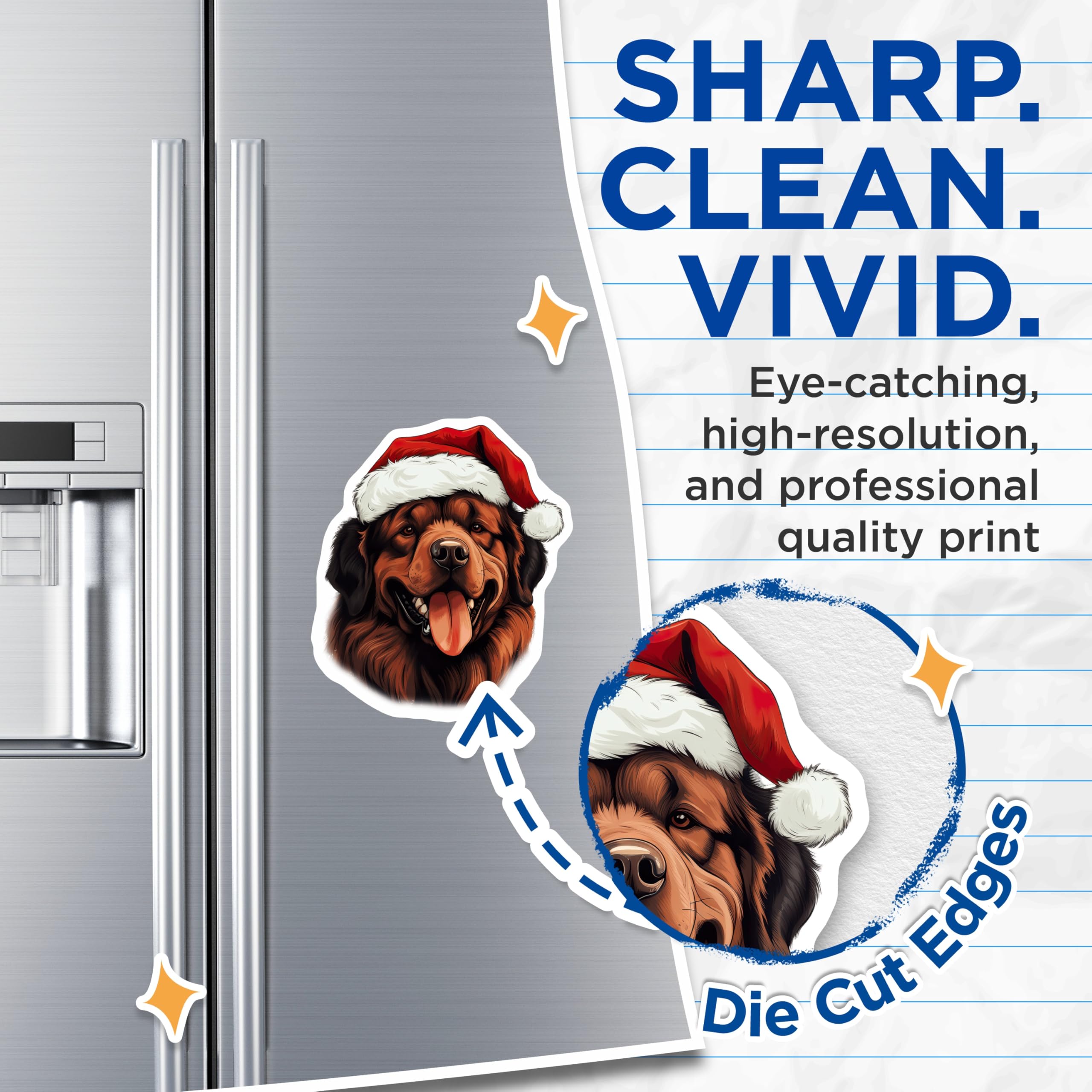 (2 Pack) Christmas Dog Magnets - Santa Hat Mastiff Holiday Decor - Pet Lover Festive Fridge Accessories - 5 Inches On Longest Side - Thick Durable Magnet - Made in USA - MAG25930