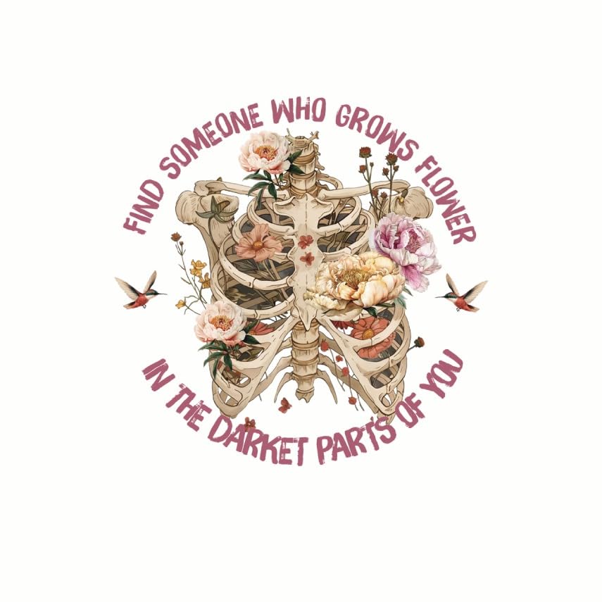 (3 Pack) Floral Rib Cage Decals - Anatomy Flower Decals - Motivational Quote Stickers - 3 Inches On Longest Side - Easy Peel & Apply - Made in USA - 3MCS7799