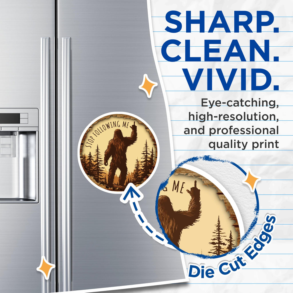 (2 Pack) Bigfoot Magnets - Funny Sasquatch Middle Finger Humor - Forest Cryptid Sarcastic Outdoor Decor - Yeti Legend - 5 Inches On Longest Side - Thick Durable Magnet - Made in USA - MAG24976