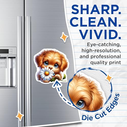 (2 Pack) Adorable Dog Magnet - 5" On Longest Side - Sticks to Smooth Flat Surfaces - Made in USA - MAG9395