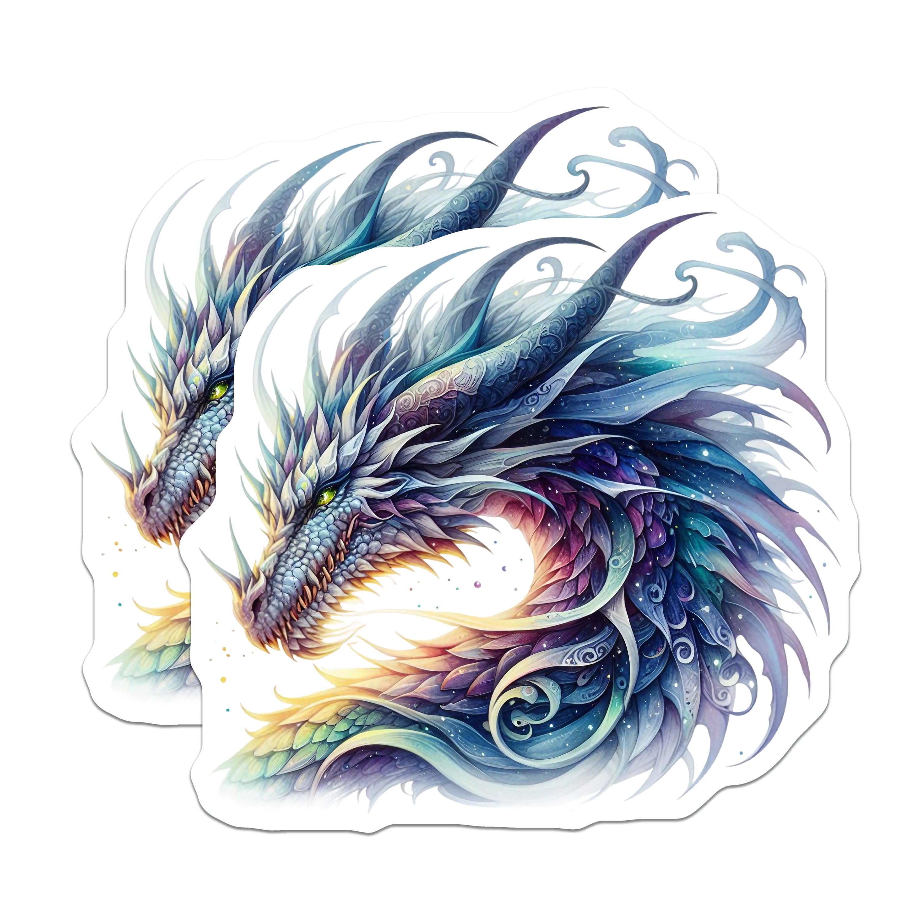 (2 Pack) Fantasy Dragon Magnets - Mythical Creature Art - Celestial Fridge Decor - 5 Inches On Longest Side - Thick Durable Magnet - Made in USA - MAG38256