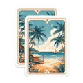(2 Pack) Beach Scene Magnets - Palm Tree Decor - Tropical Island Art Magnets - 5" On Longest Side - Premium Magnet - for Cars, Refrigerators, Toolboxes, Lockers - Made in USA - MAG14904