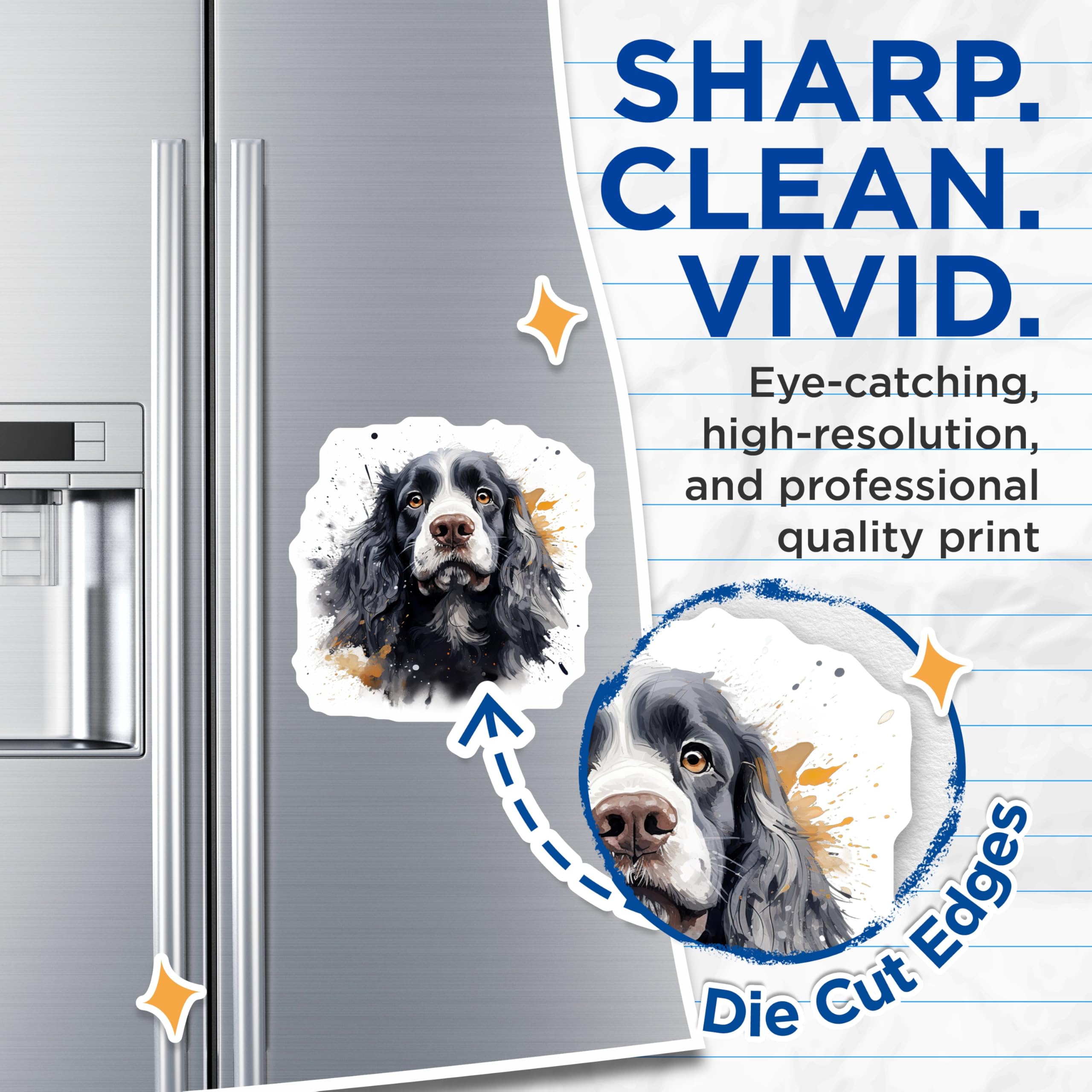 (2 Pack) Watercolor Springer Spaniel Magnets - Dog Lover Home Decor - Artistic Pet Parent Present - 5 Inches On Longest Side - Thick Durable Magnet - Made in USA - MAG28290