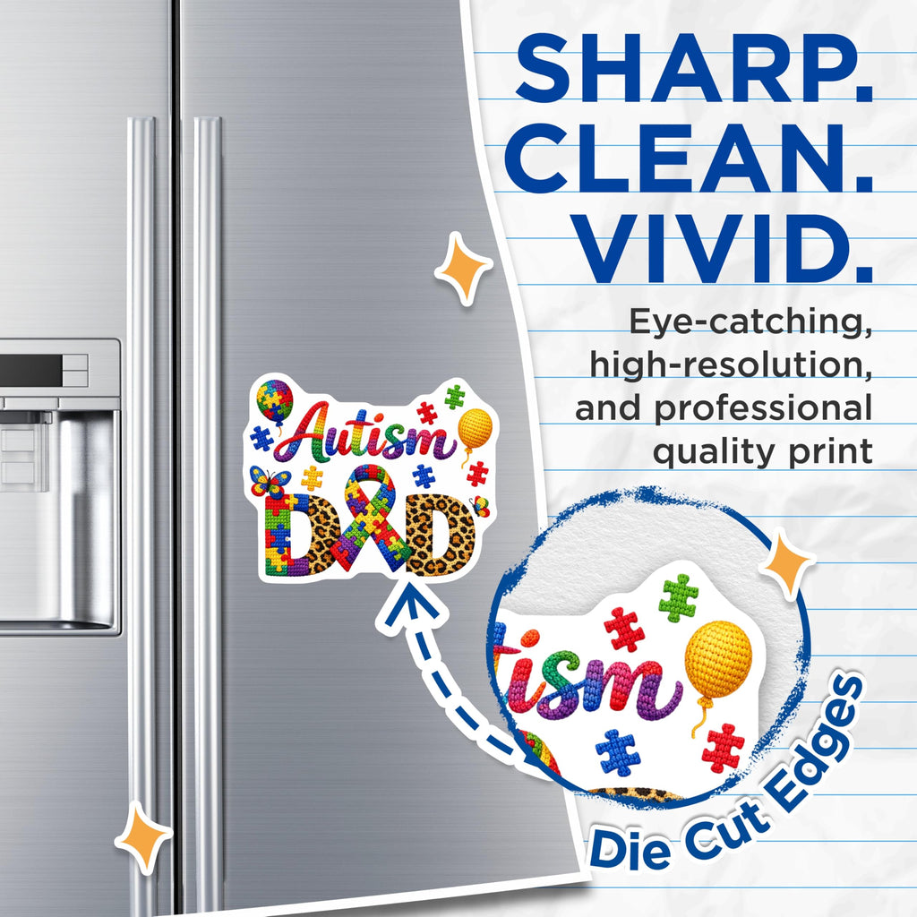 (2 Pack) Autism Dad Magnets - Neurodiversity Support - Puzzle Piece Rainbow Awareness - Special Father Advocacy - 5 Inches On Longest Side - Thick Durable Magnet - Made in USA - MAG22138