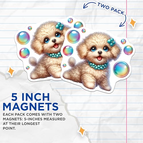 (2 Pack) Adorable Dog Magnet - 5" On Longest Side - Sticks to Smooth Flat Surfaces - Made in USA - MAG9618